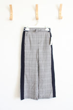 NEW Free Assembly Wide Leg Varsity Navy & White Checkered Pants | Youth S (6)