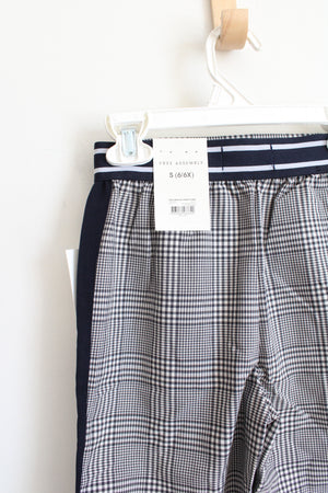 NEW Free Assembly Wide Leg Varsity Navy & White Checkered Pants | Youth S (6)