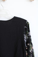 Van Heusen Black Floral V-Neck Top | S Petite
