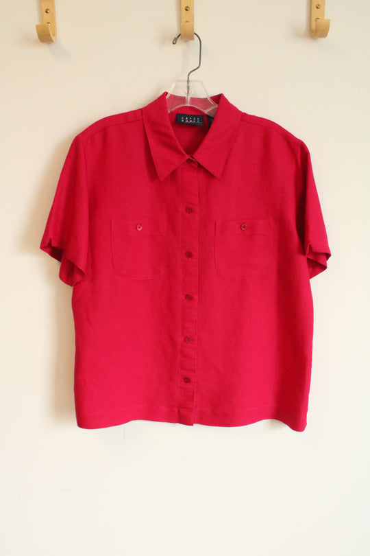Crazy Horse Magenta Pink Button Down Collared Shirt | L