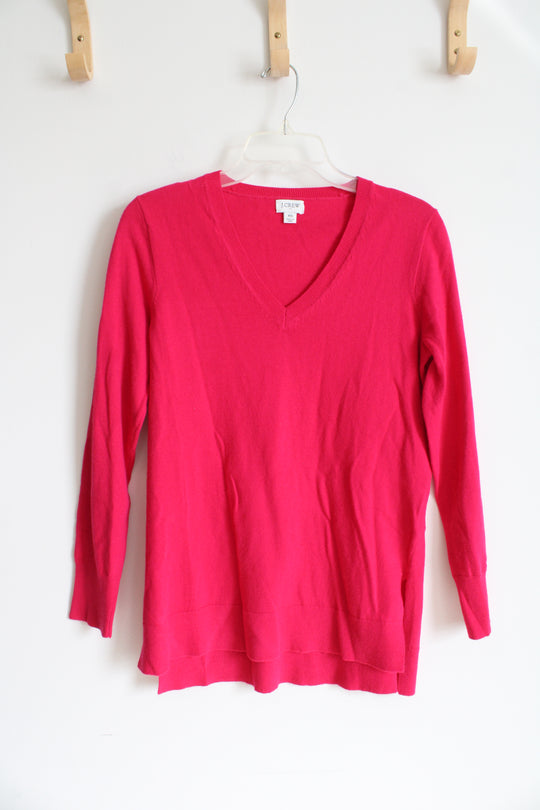 J.Crew Fuchsia Wool Blend V-Neck Sweater | XS