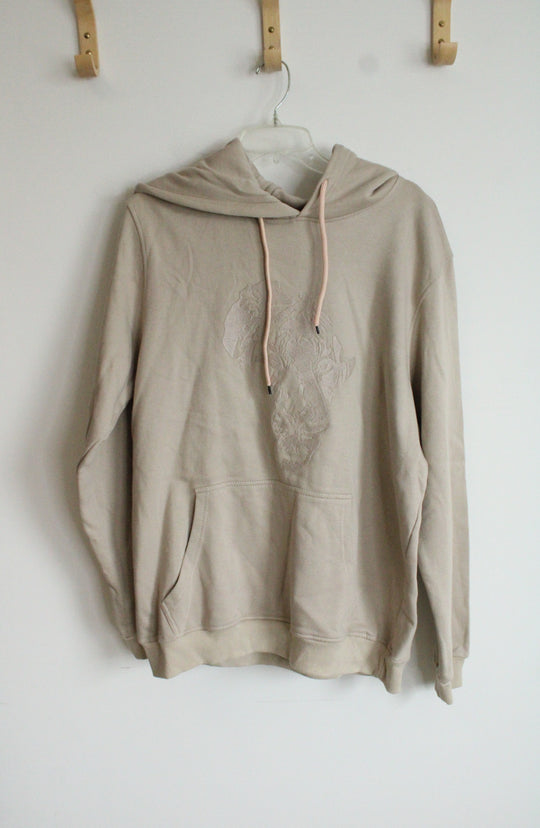 NEW A & Y Tan Lion Embroidered Hoodie | XL