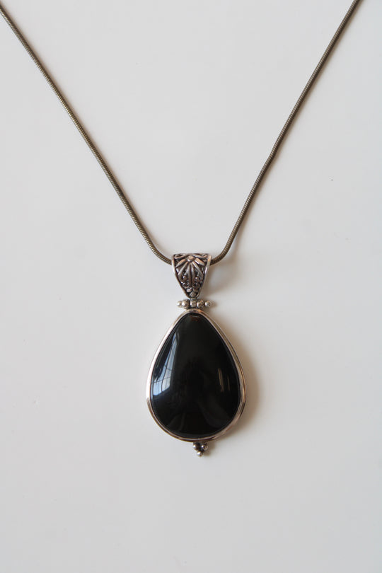 Black Onyx Sterling Silver Pendant Necklace