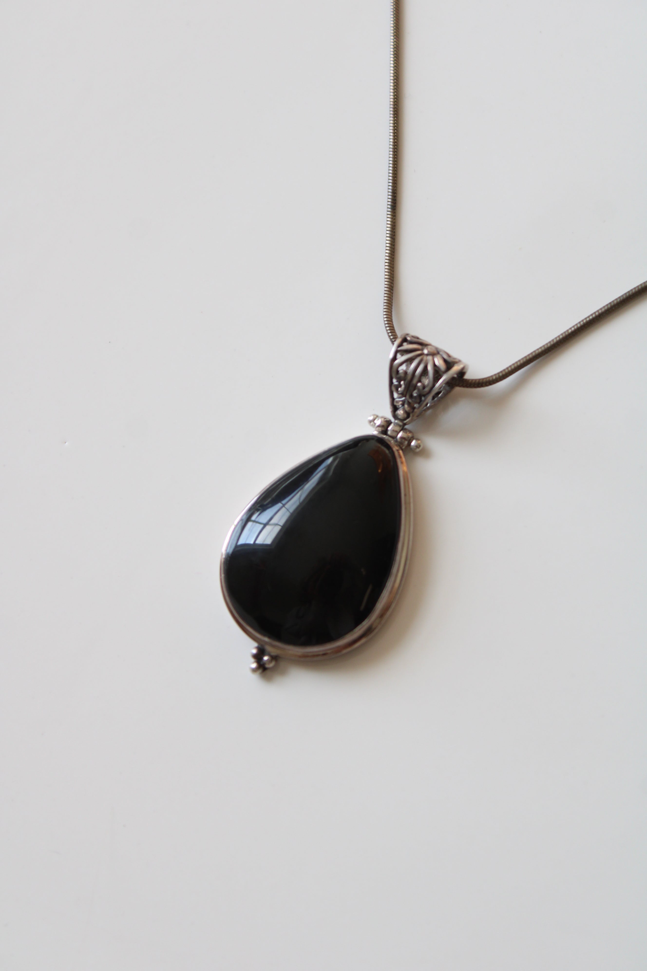 Black Onyx Sterling Silver Pendant Necklace