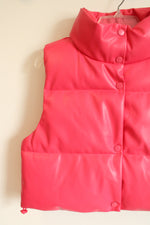 Simply Southern Pink Vegan Leather Puffer Crop Vest | S