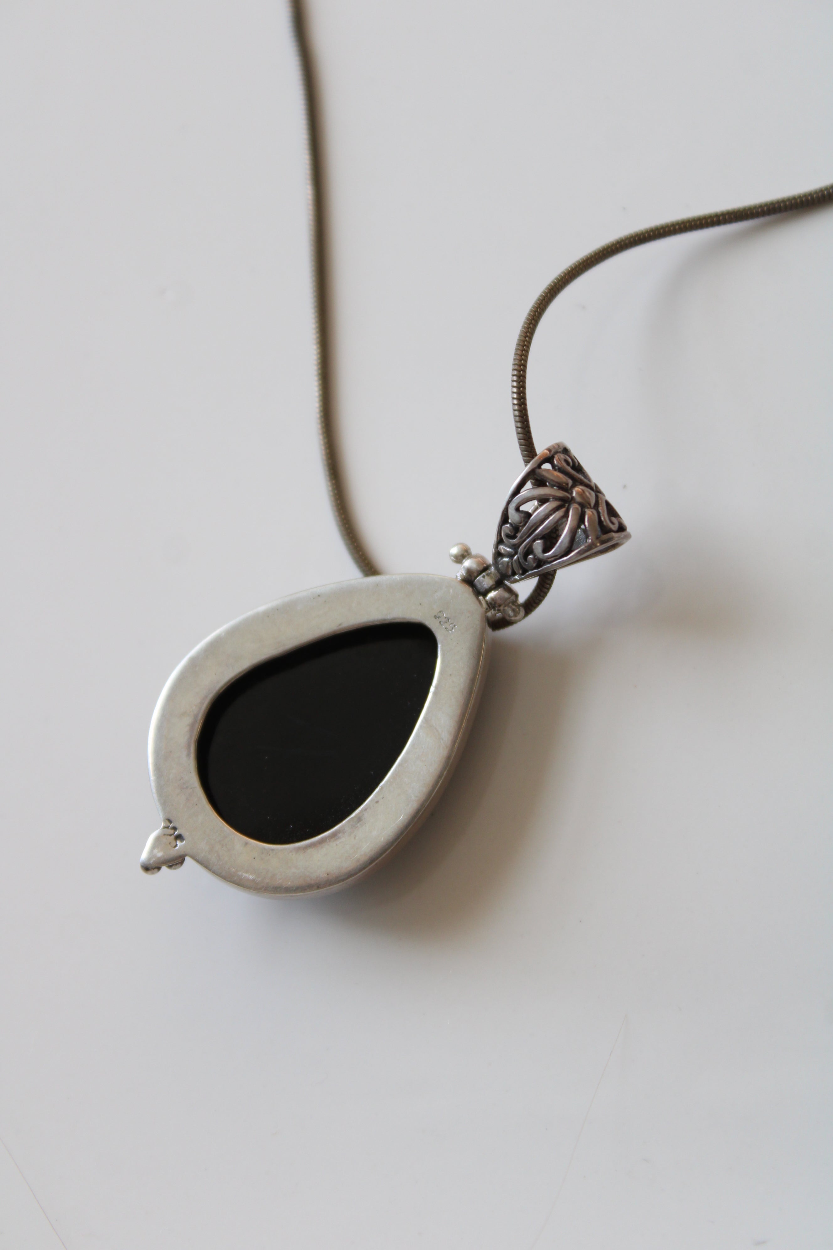 Black Onyx Sterling Silver Pendant Necklace