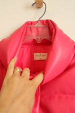 Simply Southern Pink Vegan Leather Puffer Crop Vest | S