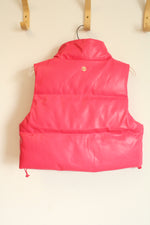 Simply Southern Pink Vegan Leather Puffer Crop Vest | S