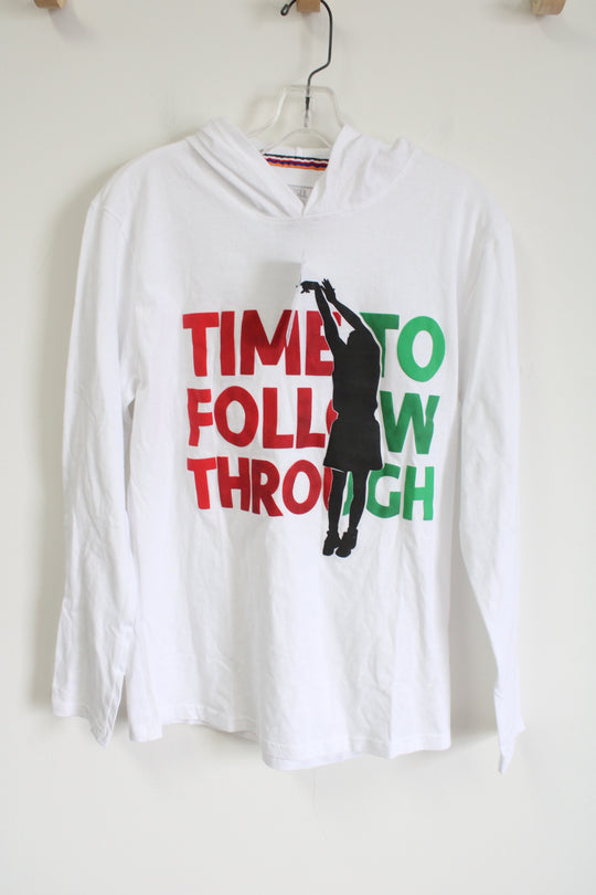 NEW Fill Time To Follow Through White Hoodie | S