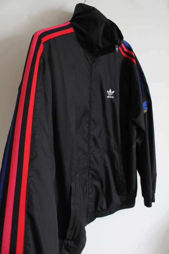 Adidas Black Red & Blue Stripe Track Jacket | L