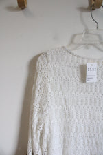 Luxe Moda Cream Lace Boho Beaded Bell Sleeve Top | L