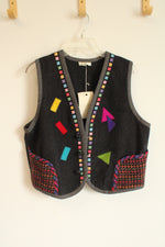 NEW Lynn Murray Charcoal Gray 80's Wool Vest | XL