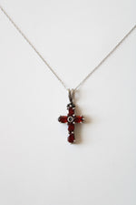 Garnet Sterling Silver Cross Necklace