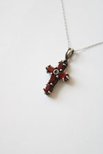 Garnet Sterling Silver Cross Necklace