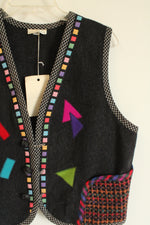 NEW Lynn Murray Charcoal Gray 80's Wool Vest | XL