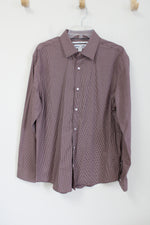 Old Navy Signature Fit Maroon Plaid Slim Fit The Signature Shirt | L