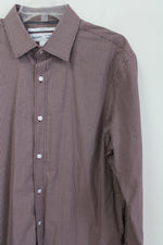 Old Navy Signature Fit Maroon Plaid Slim Fit The Signature Shirt | L