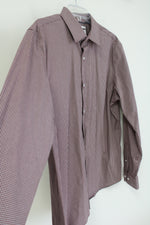 Old Navy Signature Fit Maroon Plaid Slim Fit The Signature Shirt | L
