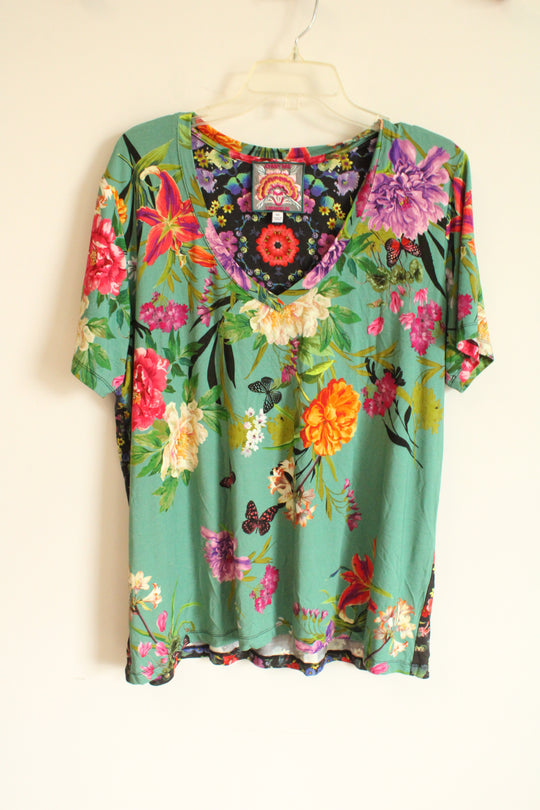 Johnny Was Los Angeles Panya Favorite Floral V-Neck Tee | XXL