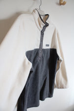 Columbia Gray & Cream Fleece Snap Sweatshirt | XL