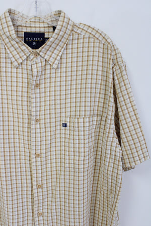 Nautica Yellow Plaid Cotton Button Down Shirt | XL