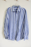 Bugatchi UOMD Classic Fit Blue Striped Button Down Shirt | XL