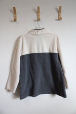 Columbia Gray & Cream Fleece Snap Sweatshirt | XL