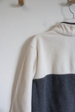 Columbia Gray & Cream Fleece Snap Sweatshirt | XL