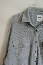 Aerie Waffle Knit Button Down Long Sleeved Oversized Shirt | L