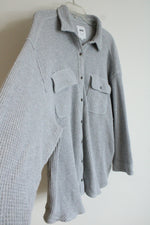 Aerie Waffle Knit Button Down Long Sleeved Oversized Shirt | L
