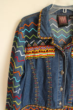 Signature Gordon & James Southwestern Beaded & Embroidered Vintage Denim Jacket | L