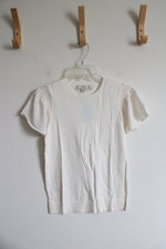 NEW LOFT Cream Flutter Sleeve Top | XXS Petite