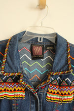Signature Gordon & James Southwestern Beaded & Embroidered Vintage Denim Jacket | L