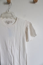 NEW LOFT Cream Flutter Sleeve Top | XXS Petite