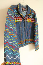 Signature Gordon & James Southwestern Beaded & Embroidered Vintage Denim Jacket | L
