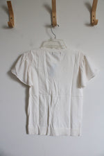 NEW LOFT Cream Flutter Sleeve Top | XXS Petite