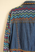 Signature Gordon & James Southwestern Beaded & Embroidered Vintage Denim Jacket | L