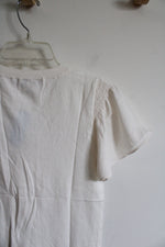 NEW LOFT Cream Flutter Sleeve Top | XXS Petite