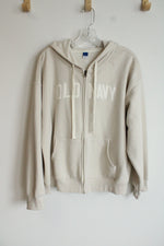 Old Navy Beige Zip Up Logo Hoodies | L
