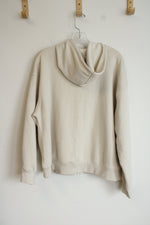 Old Navy Beige Zip Up Logo Hoodies | L