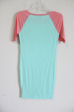 LuLaRoe Pink Blue Midi T-Shirt Dress | XS