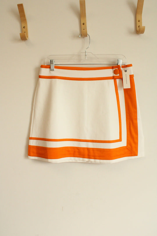 NEW Maeve By Anthropologie White & Orange Mini Skirt | M