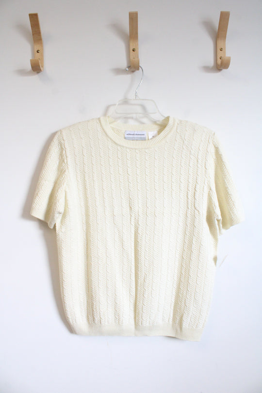 NEW Alfred Dunner Ivory Short Sleeved Sweater Top | L Petite