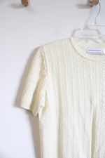 NEW Alfred Dunner Ivory Short Sleeved Sweater Top | L Petite