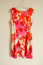 Roz & Ali Red & Pink Floral Dress | 8 Petite