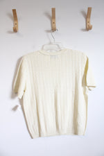 NEW Alfred Dunner Ivory Short Sleeved Sweater Top | L Petite