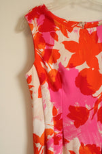 Roz & Ali Red & Pink Floral Dress | 8 Petite