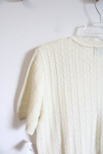 NEW Alfred Dunner Ivory Short Sleeved Sweater Top | L Petite