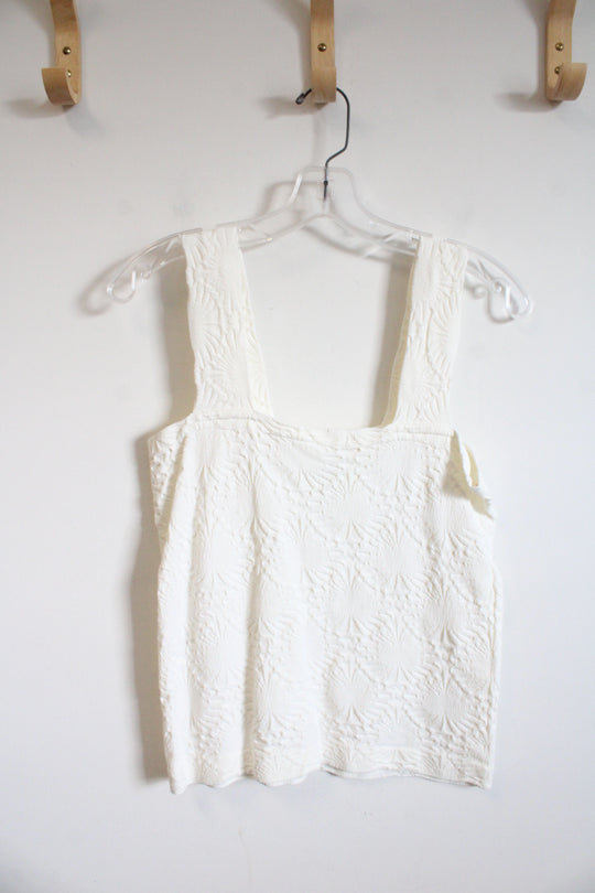 Wallflower White Textured Cropped Tank Top | L/XL