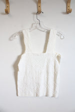 Wallflower White Textured Cropped Tank Top | L/XL